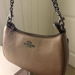 Coach Metallic Beige Leather Shoulder Bag